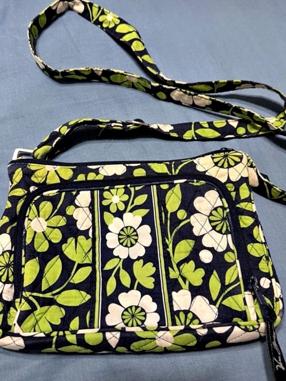 Vera Bradley Classic Hipster Crossbody Bag Floral Green & Black
